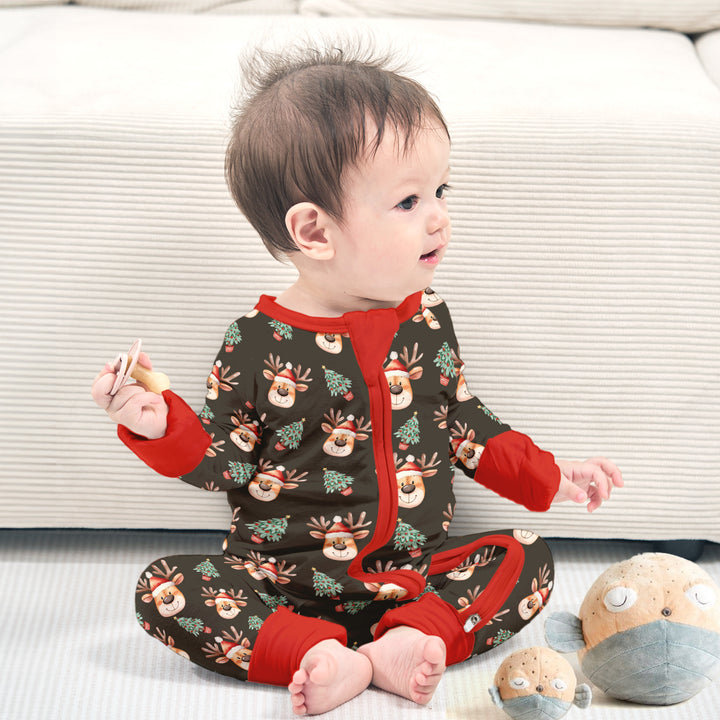 Christmas Reindeer Bamboo Footie Pajamas for Babies - Comfy & Cute