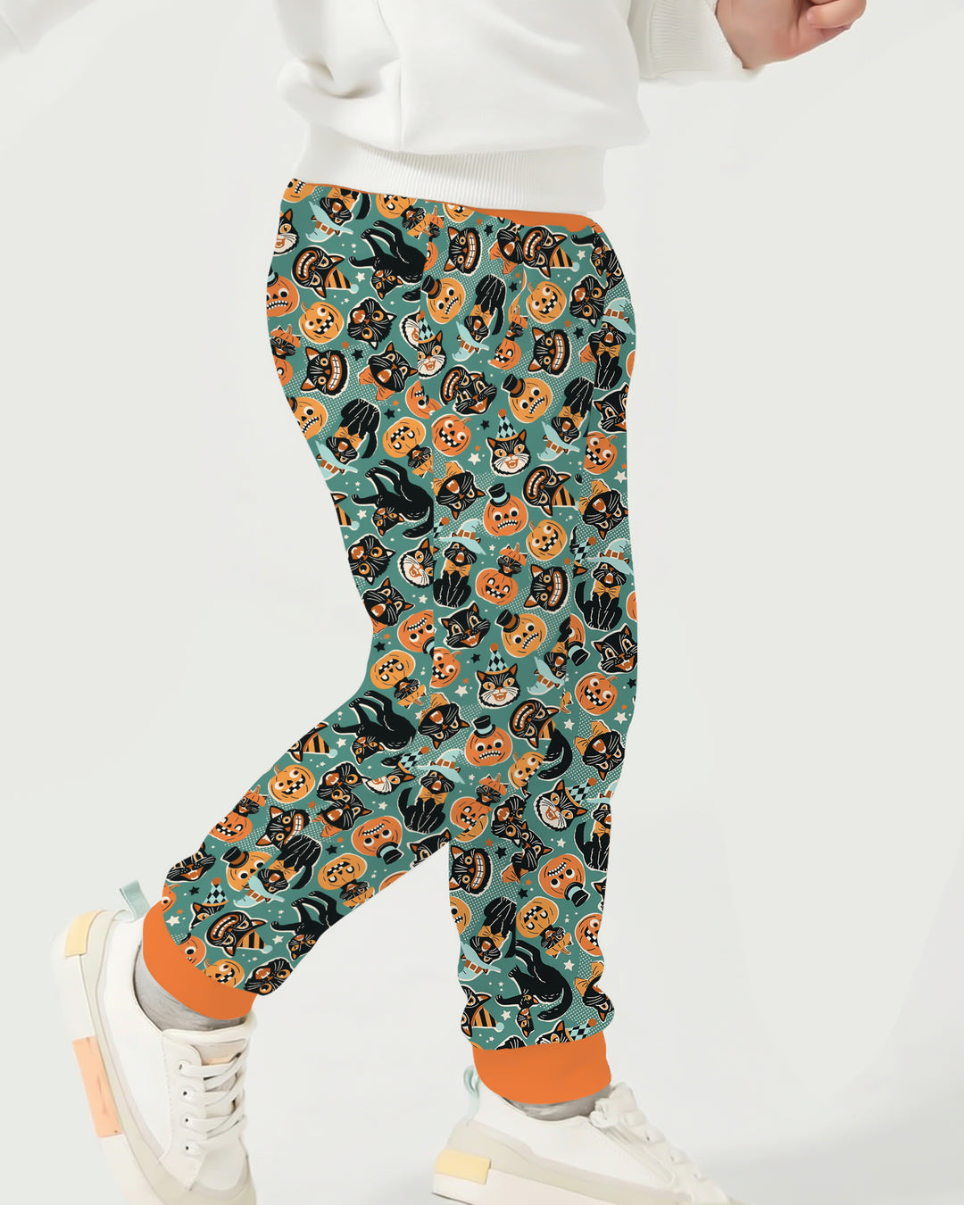 Retro Black Cat Witch Pumpkin Halloween Bamboo Jogger