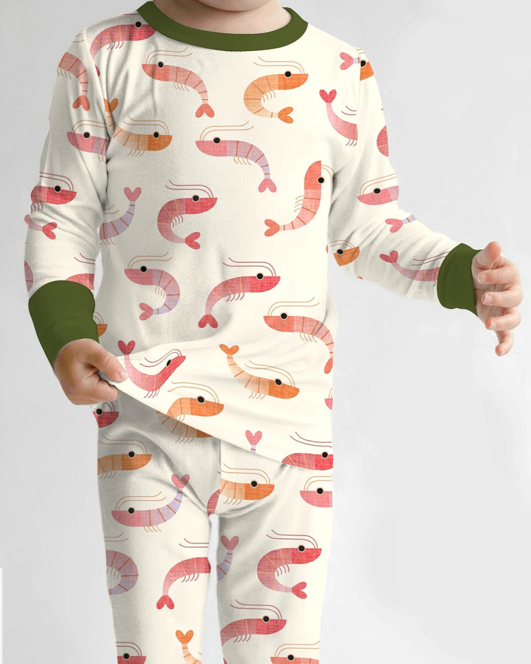 Sweet Shrimp Parade  Bamboo Two Piece Long Sleeve Pajama Set