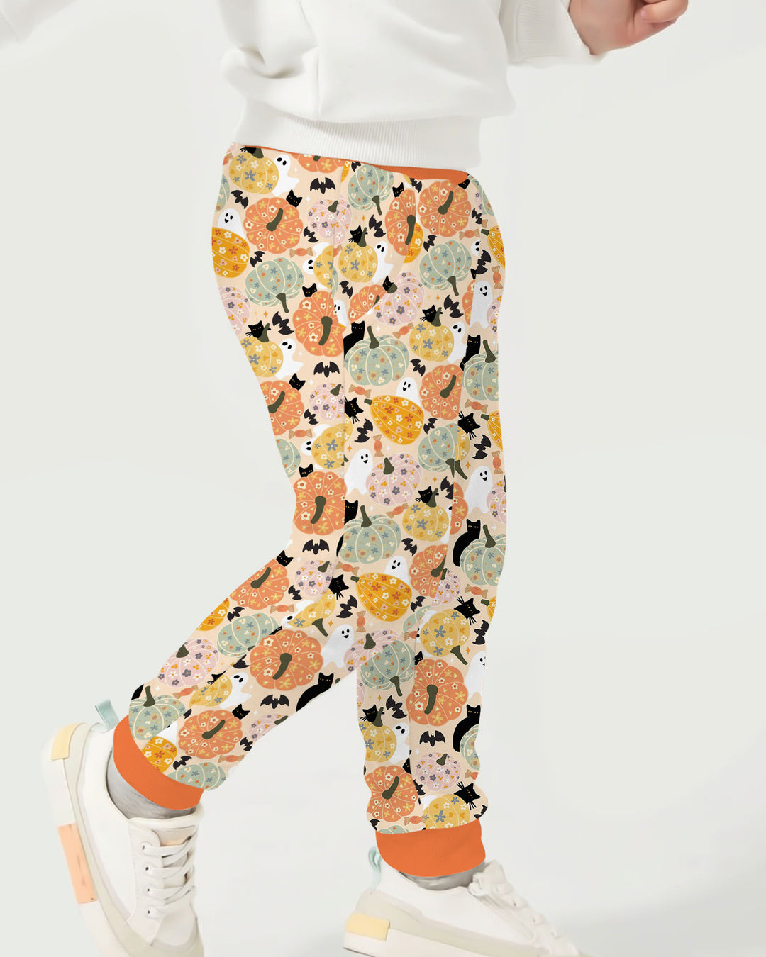 Floral Pumpkin Ghost Halloween Bamboo Jogger