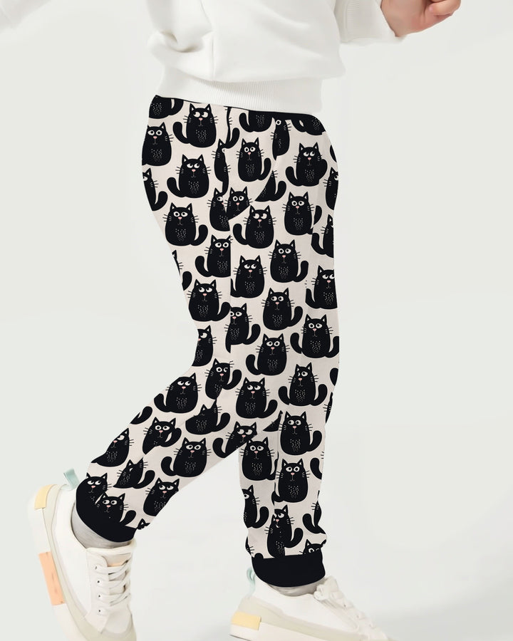 Moody Black Cats in Black and White Bamboo Jogger