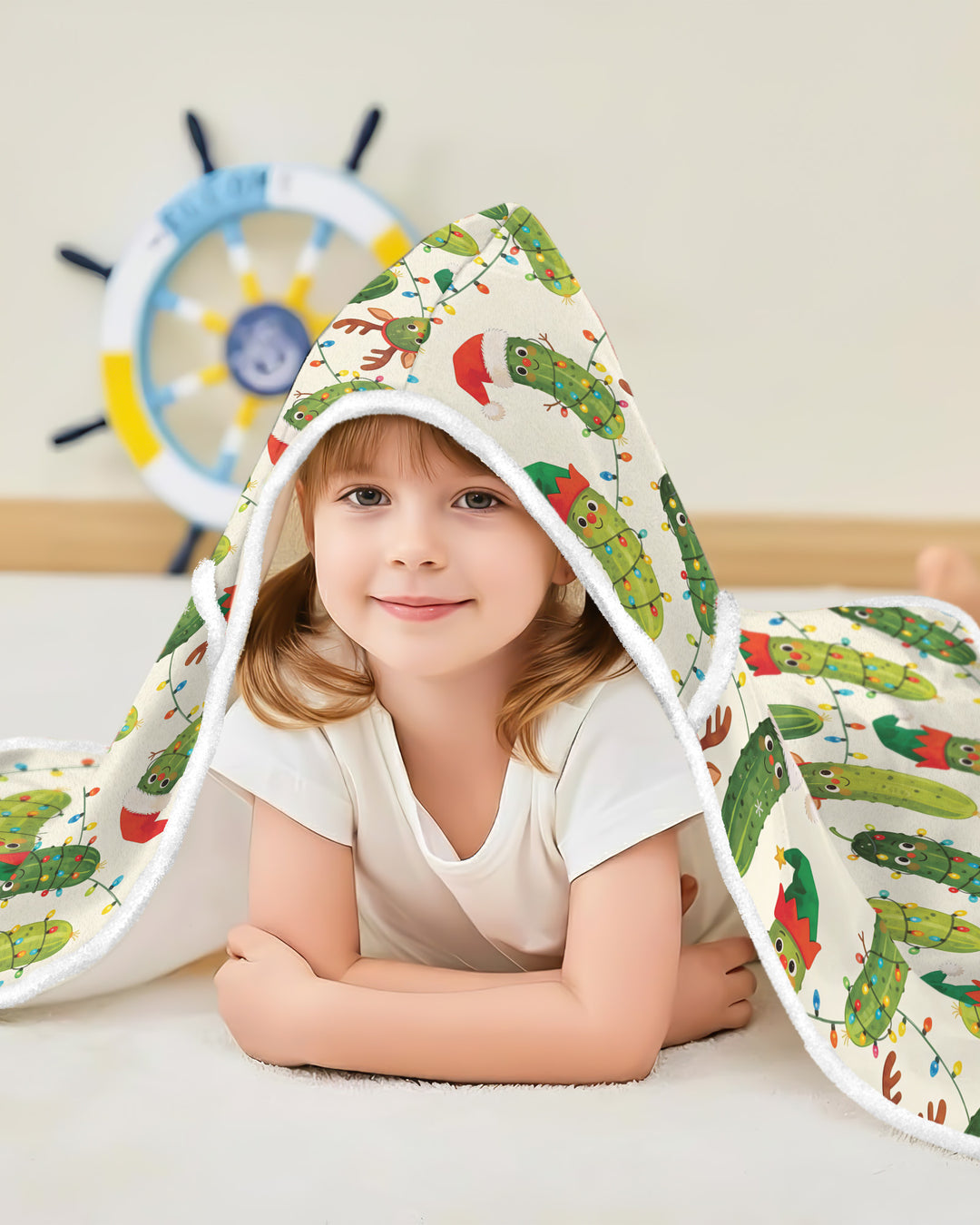 Cheerful Christmas Pickle Wearable Hooded Blanket