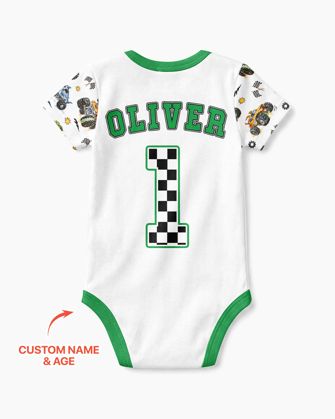 Personalized Monster Truck Birthday Bamboo Bodysuit