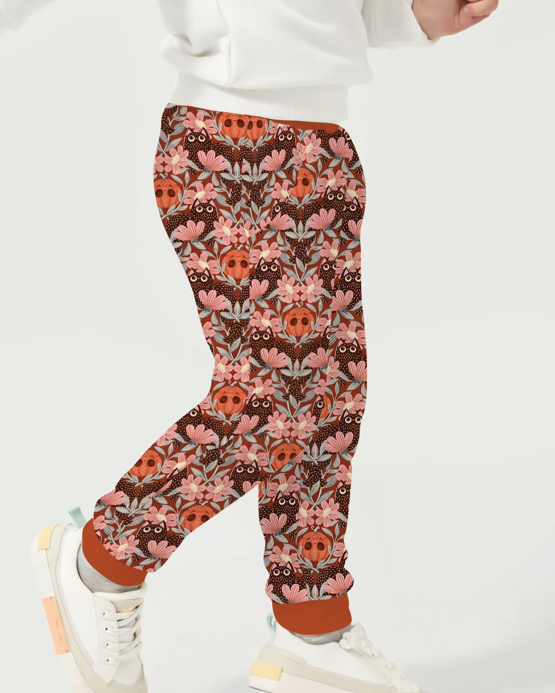 Spooky Owl Pumpkin Folk Floral Halloween Bamboo Jogger