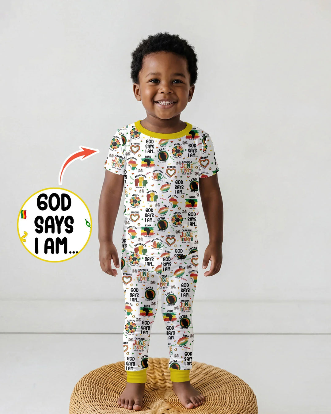 God Says I Am Juneteenth Bamboo Two Piece Short Sleeve Pajama Set