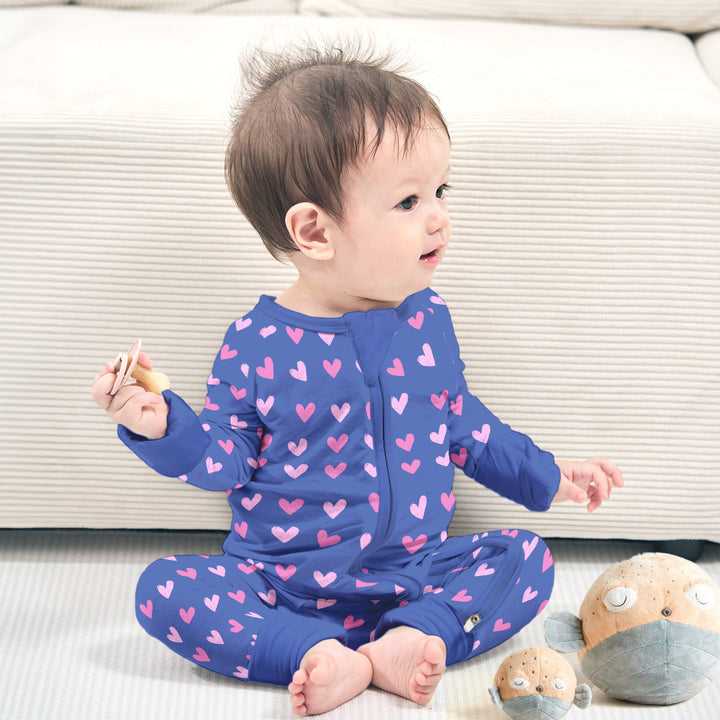 Heartfelt Hugs Bamboo Zipper Pajamas for Kids - Cozy & Cute