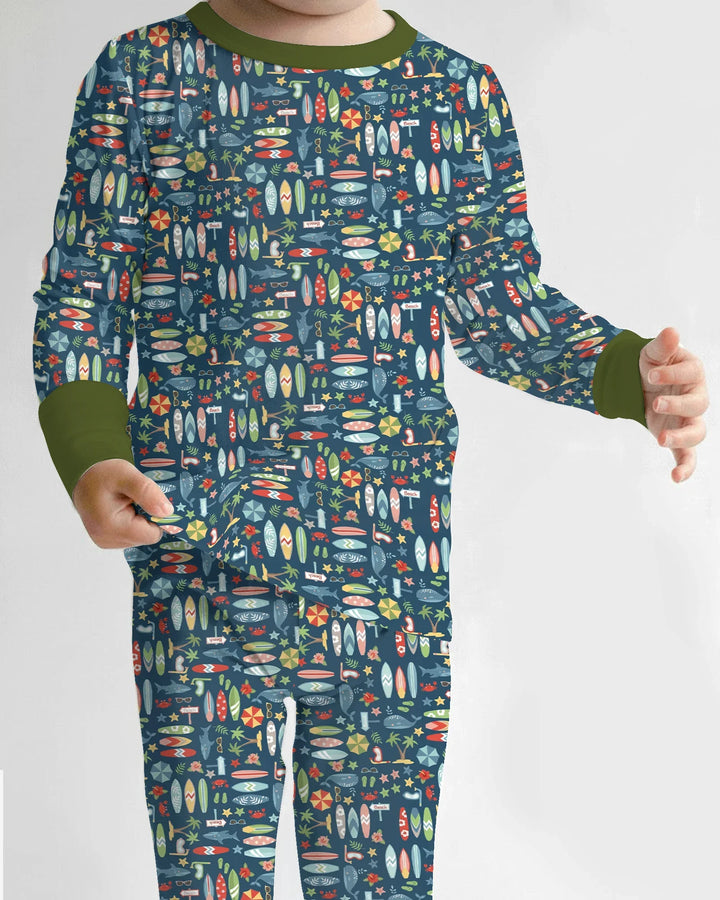 Endless Summer Surf Bamboo Two Piece Long Sleeve Pajama Set