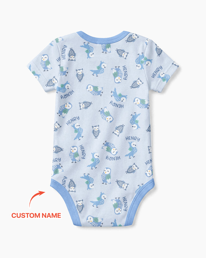 Custom Name Twin Owl Who's Who Bamboo Bodysuit