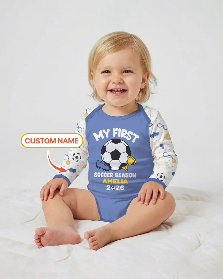 Custom Name My First Soccer Season Bamboo Bodysuit