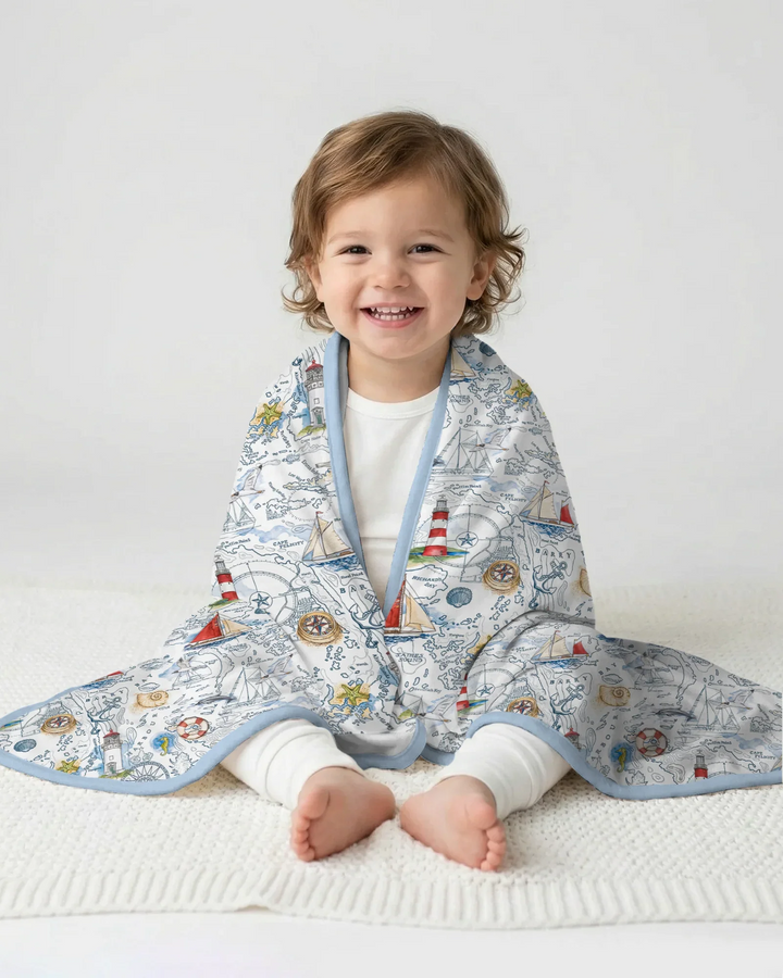 Seaside Adventure Map Bamboo Blanket