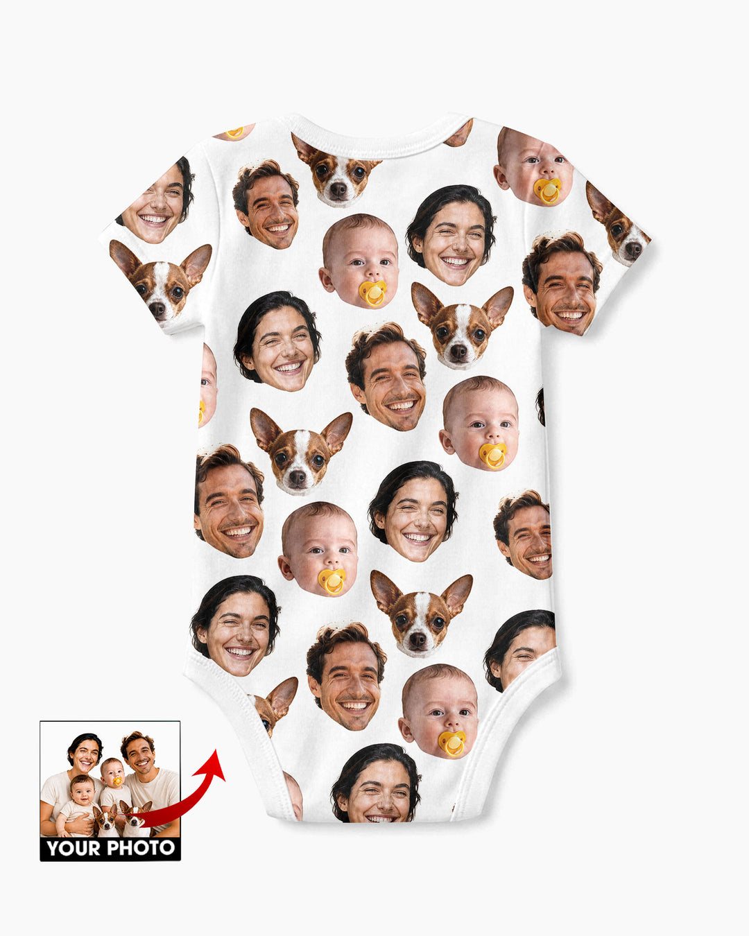 Personalized Face Baby Bodysuit, Families Faces Newborn Bodysuit