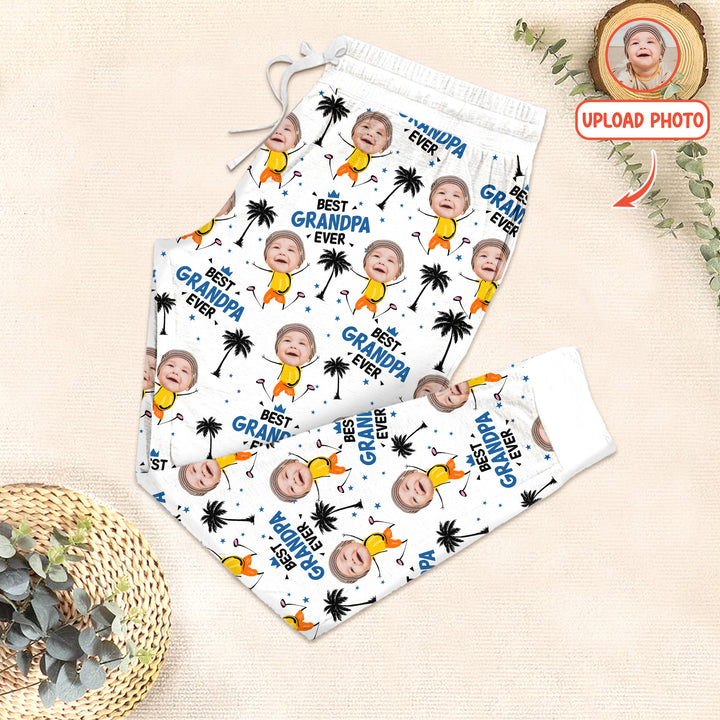 Custom Photo Best Dad Grandpa Ever Men's Pajama Set For Christmas