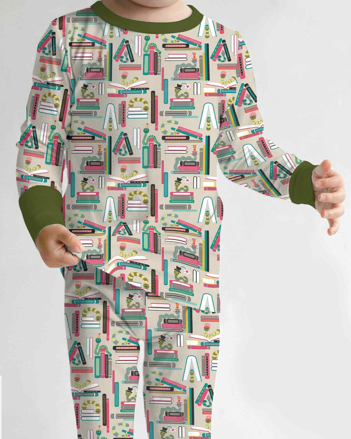 Bookworm Adventures Bamboo Two Piece Long Sleeve Pajama Set