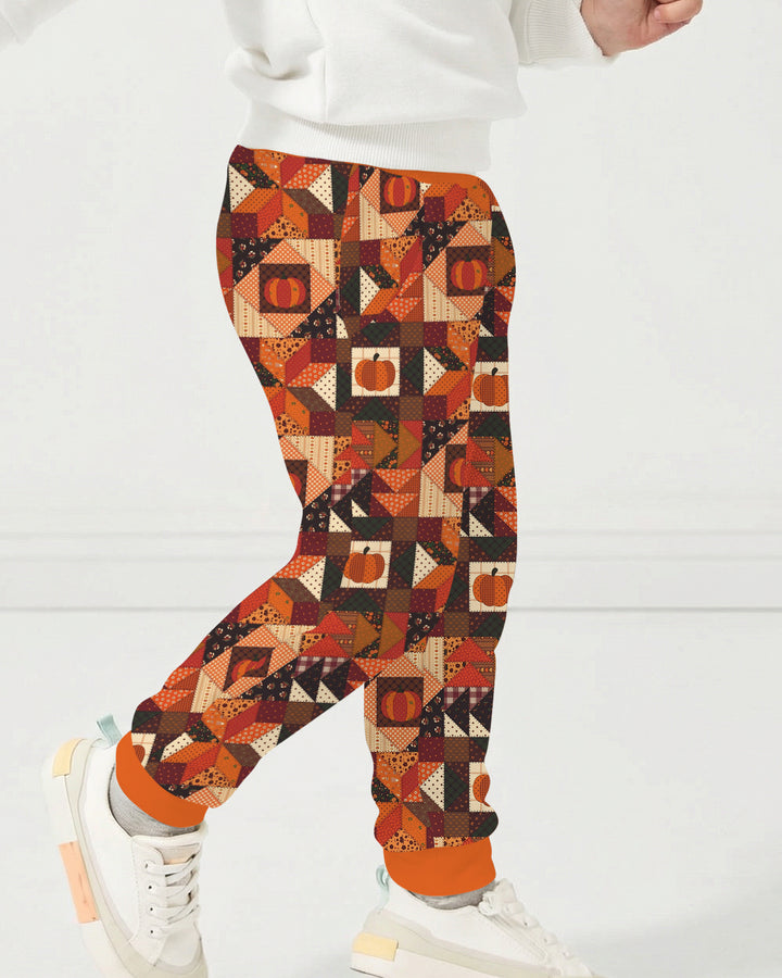 Vintage Pumpkin Patchwork Fall Bamboo Jogger