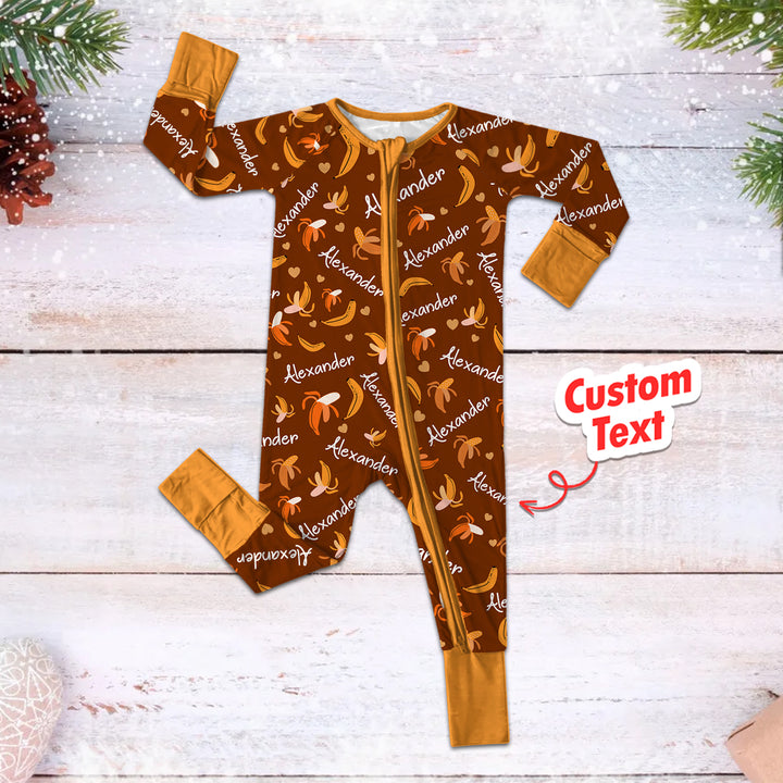 Bananas Custom Name Convertible Zippered Romper