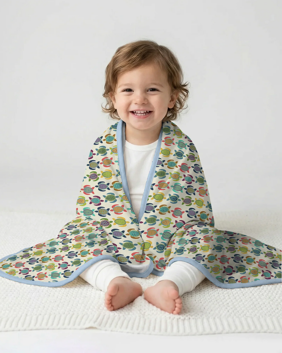 Happy Turtle Parade  Bamboo Blanket