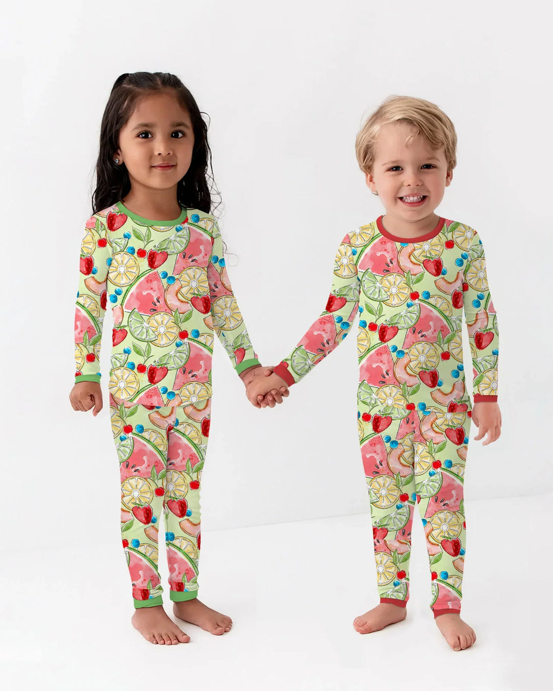 Sweet Summer Fruits Family Matching Bamboo Two Piece Long Sleeve Pajama Set