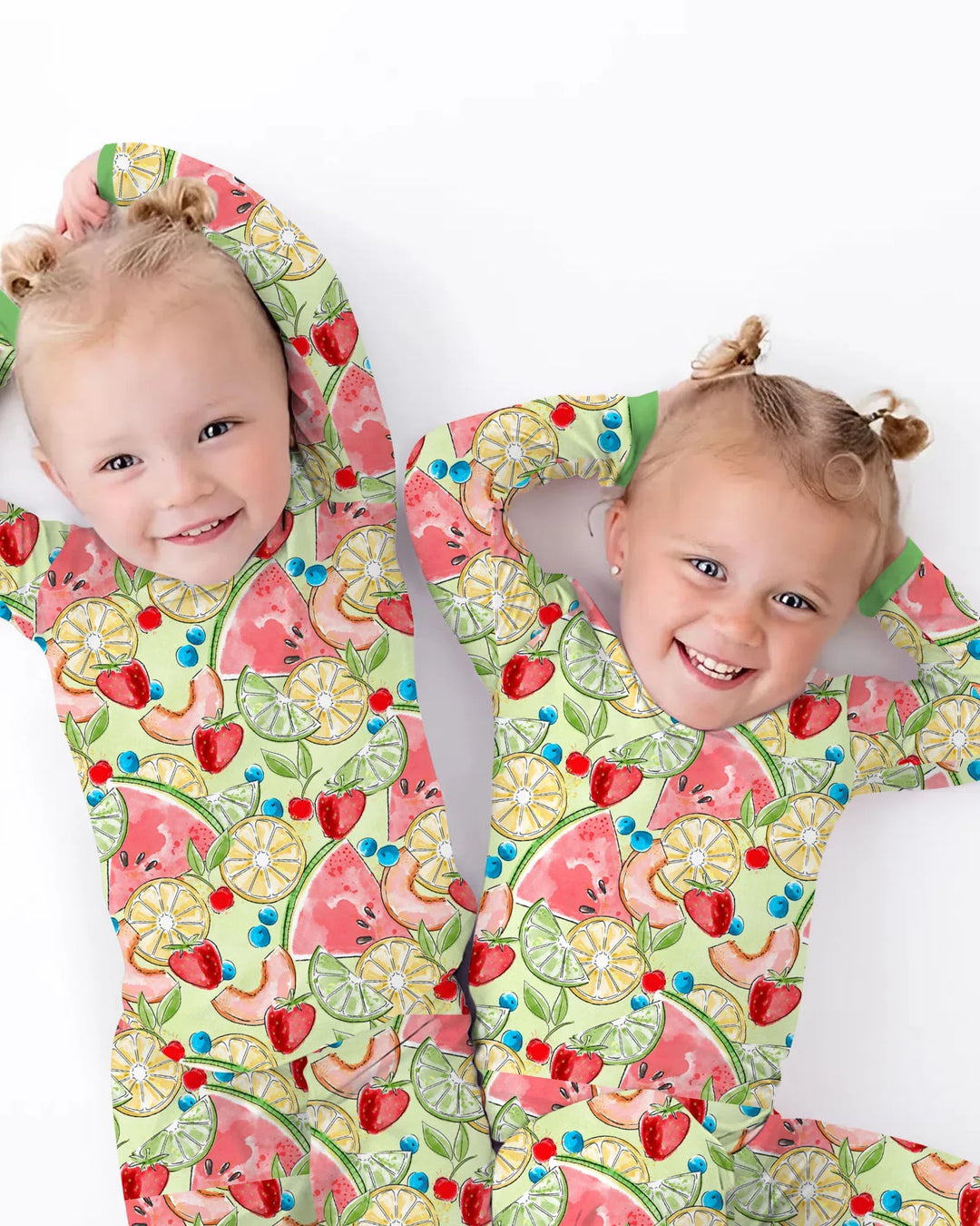Sweet Summer Fruits Family Matching Bamboo Two Piece Long Sleeve Pajama Set