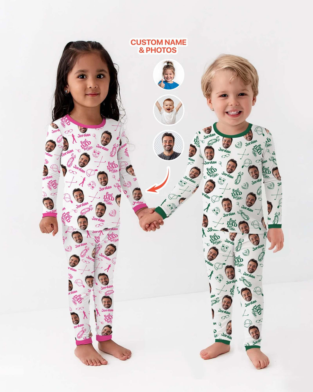 Custom Photo Best Dad By Par Bamboo Two Piece Long Sleeve Pajama Set