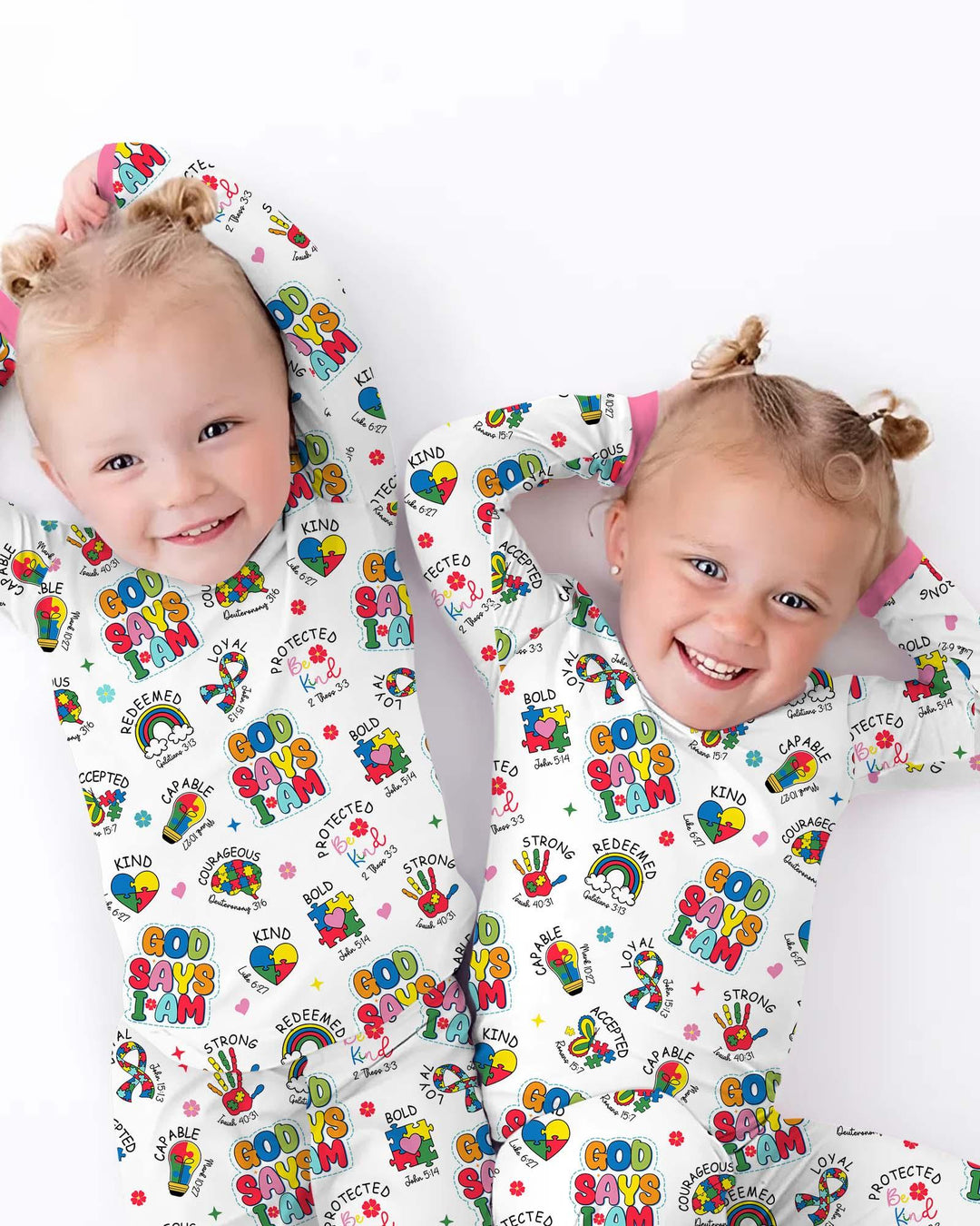 God Says I Am Autism Awareness Bamboo Two Piece Long Sleeve Pajama Set