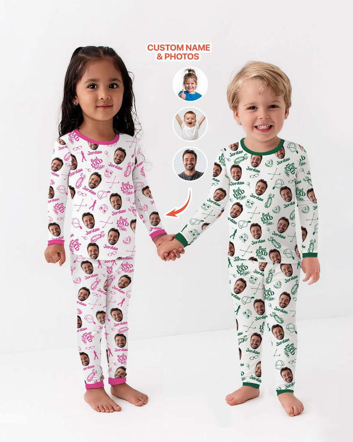 Custom Photo Best Dad By Par Bamboo Two Piece Short Sleeve Shorts Pajama Set