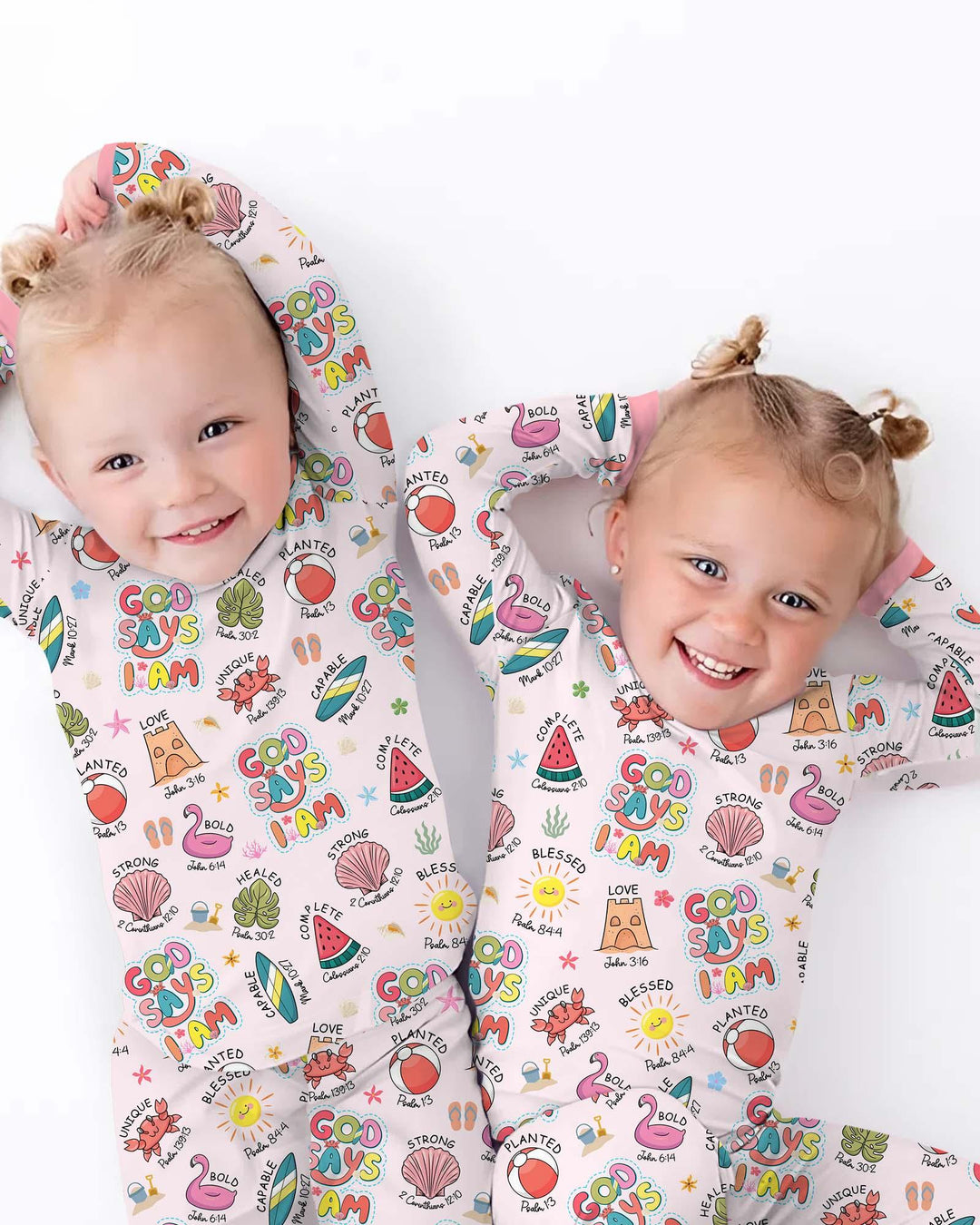 Ocean Breeze, God Says I Am  Bamboo Two Piece Long Sleeve Pajama Set