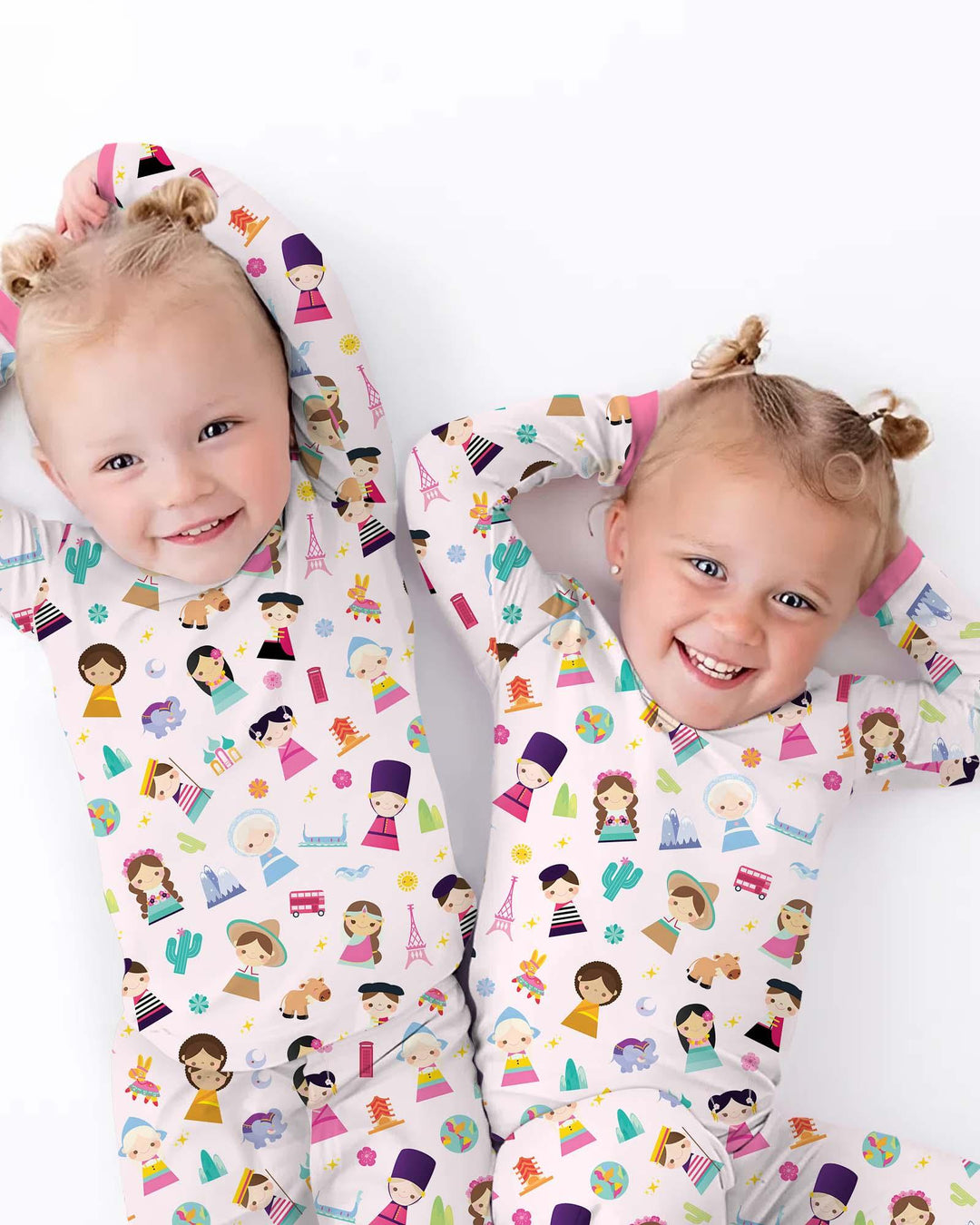 Tiny Friends Around the World Bamboo Two Piece Long Sleeve Pajama Set