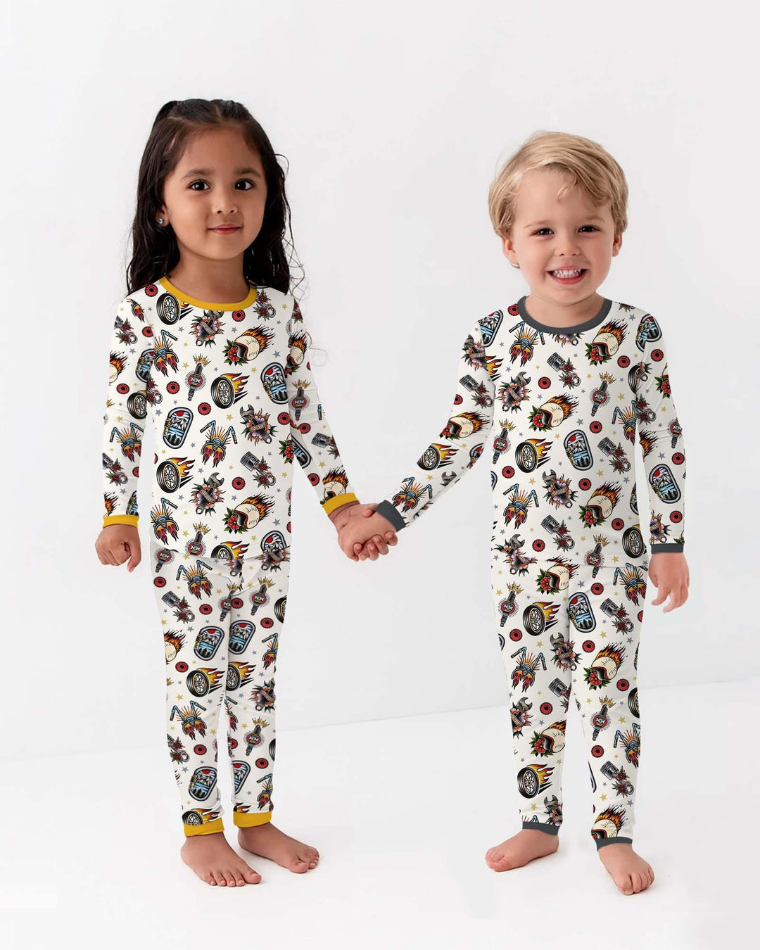 Born to Ride Together Family Matching Bamboo Two Piece Long Sleeve Pajama Set