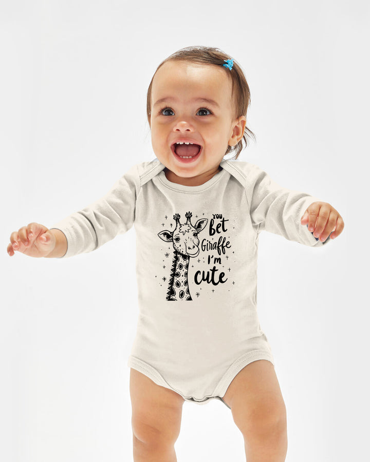 You Bet Giraffe I'm Cute Funny Baby Bamboo Bodysuit