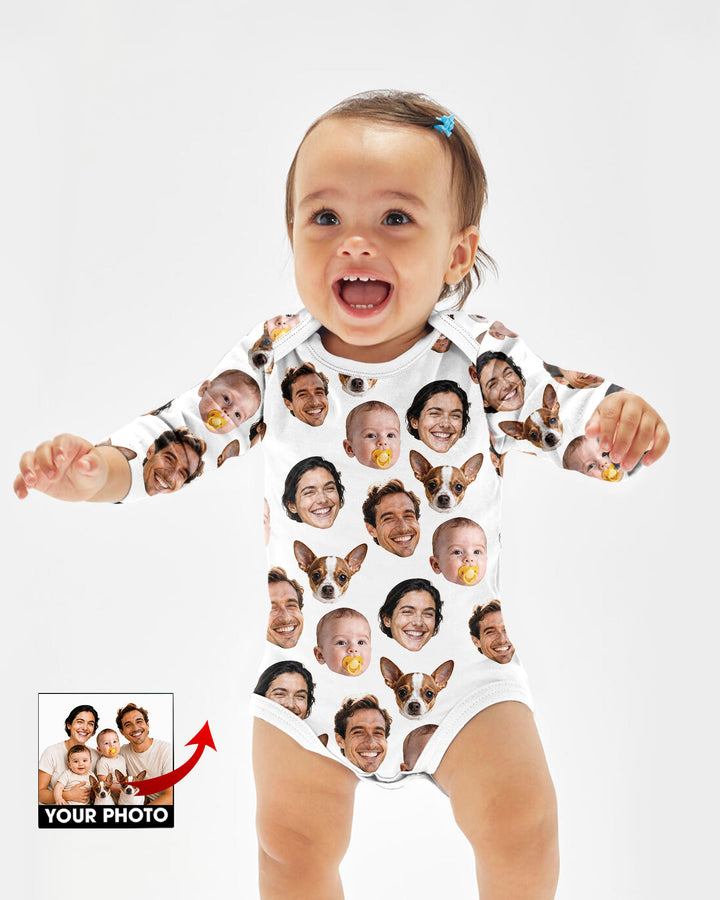 Personalized Face Baby Bodysuit, Families Faces Newborn Bodysuit