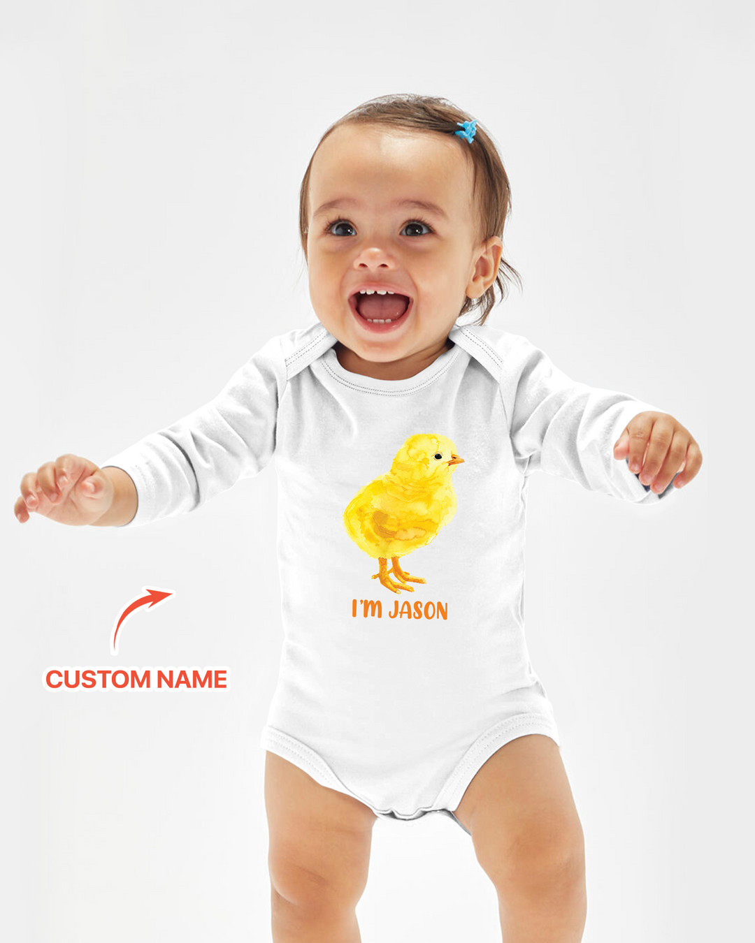 Watter Color Chicken Custom Name Bamboo Bodysuit