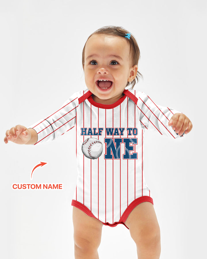 Custom Name Half Way To One Bamboo Bodysuit