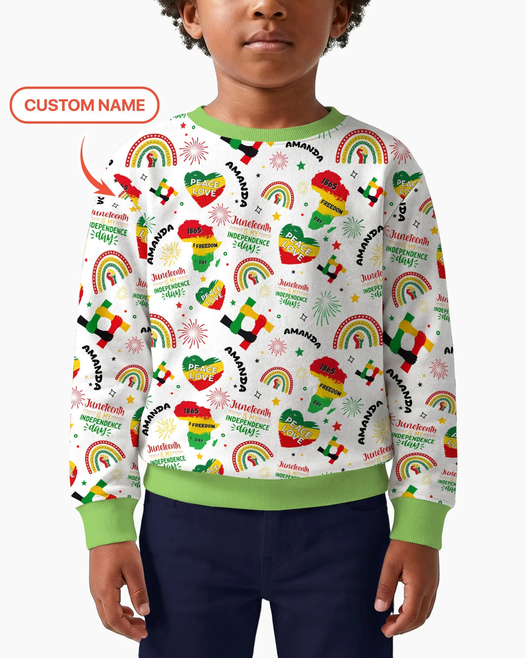 Custom Name Juneteenth Is My Independence Day Bamboo Crewneck Sweatshirt