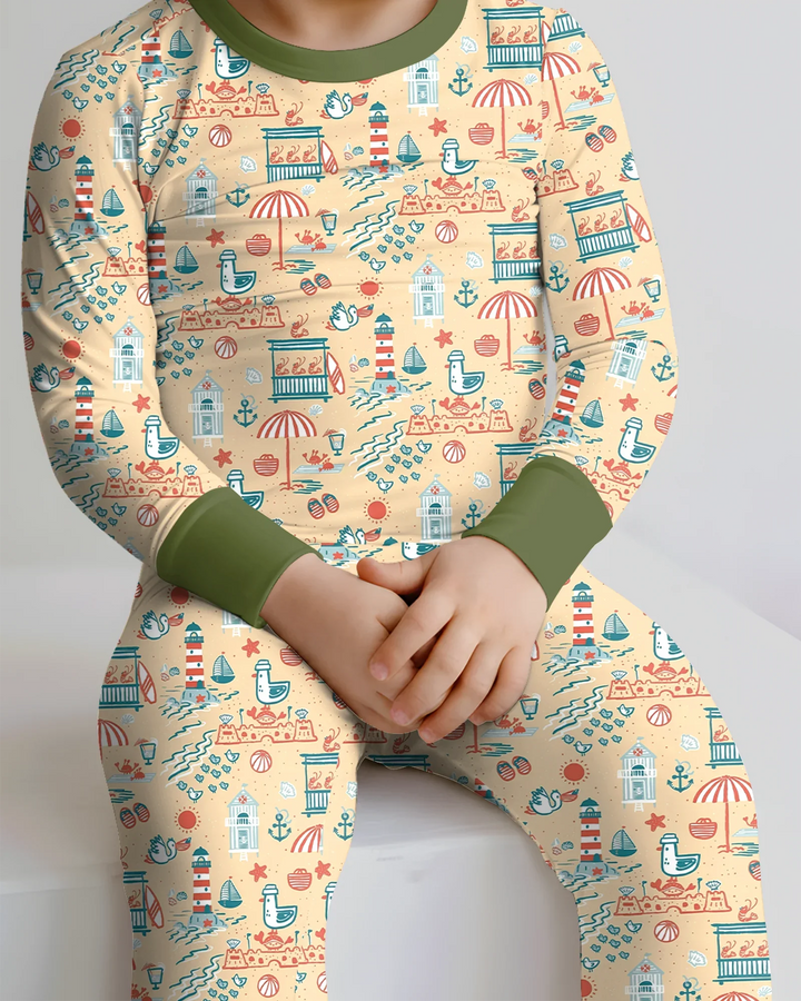 Seaside Storybook Days Bamboo Two Piece Long Sleeve Pajama Set