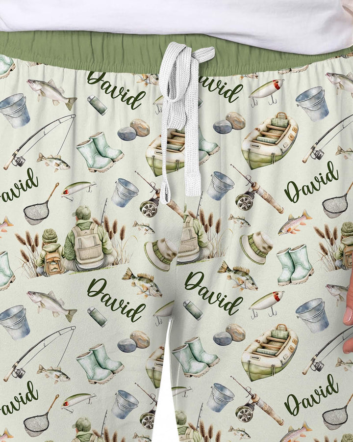 Custom Name Fishing Day Daddy & Me Matching Bamboo Men's Pajama Set
