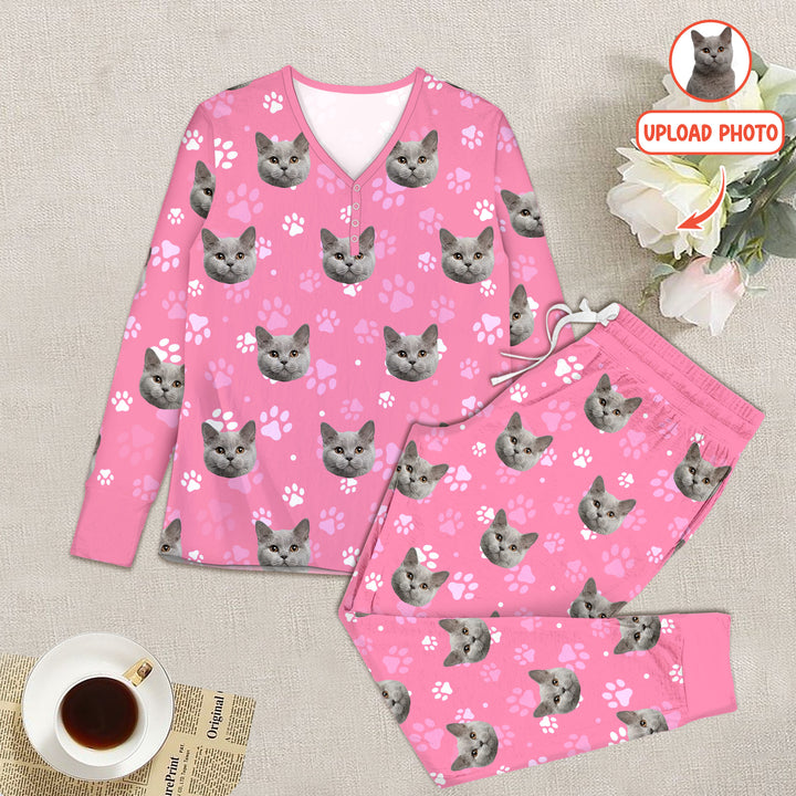 Custom Pet Face Women Pajama Set For Christmas