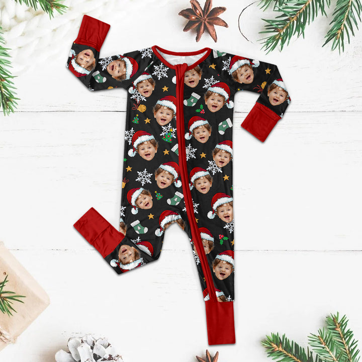 Christmas Custom Face Convertible Zippered Romper