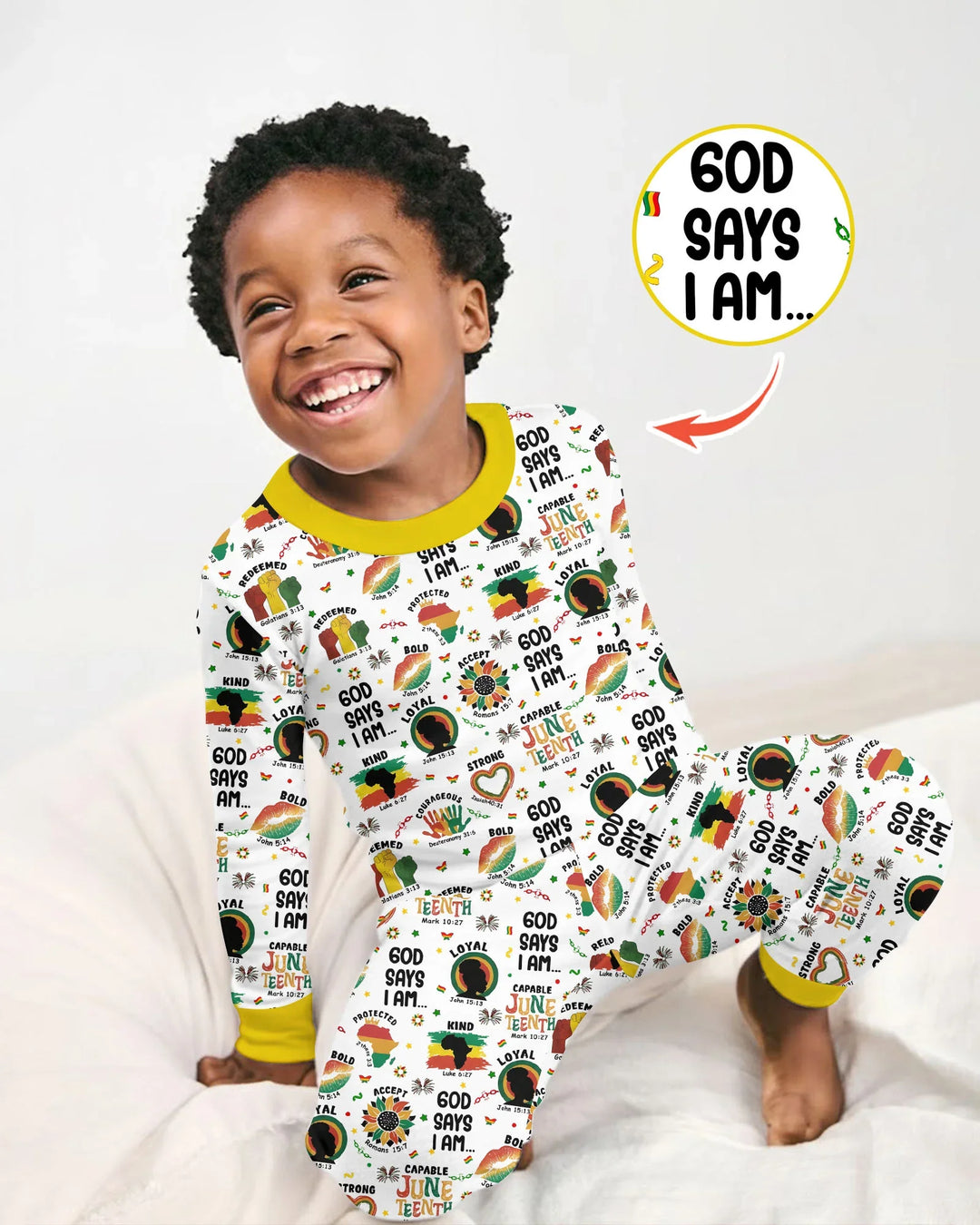 God Says I Am Juneteenth Bamboo Two Piece Long Sleeve Pajama Set