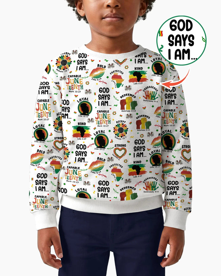 God Says I Am Juneteenth Bamboo Crewneck Sweatshirt