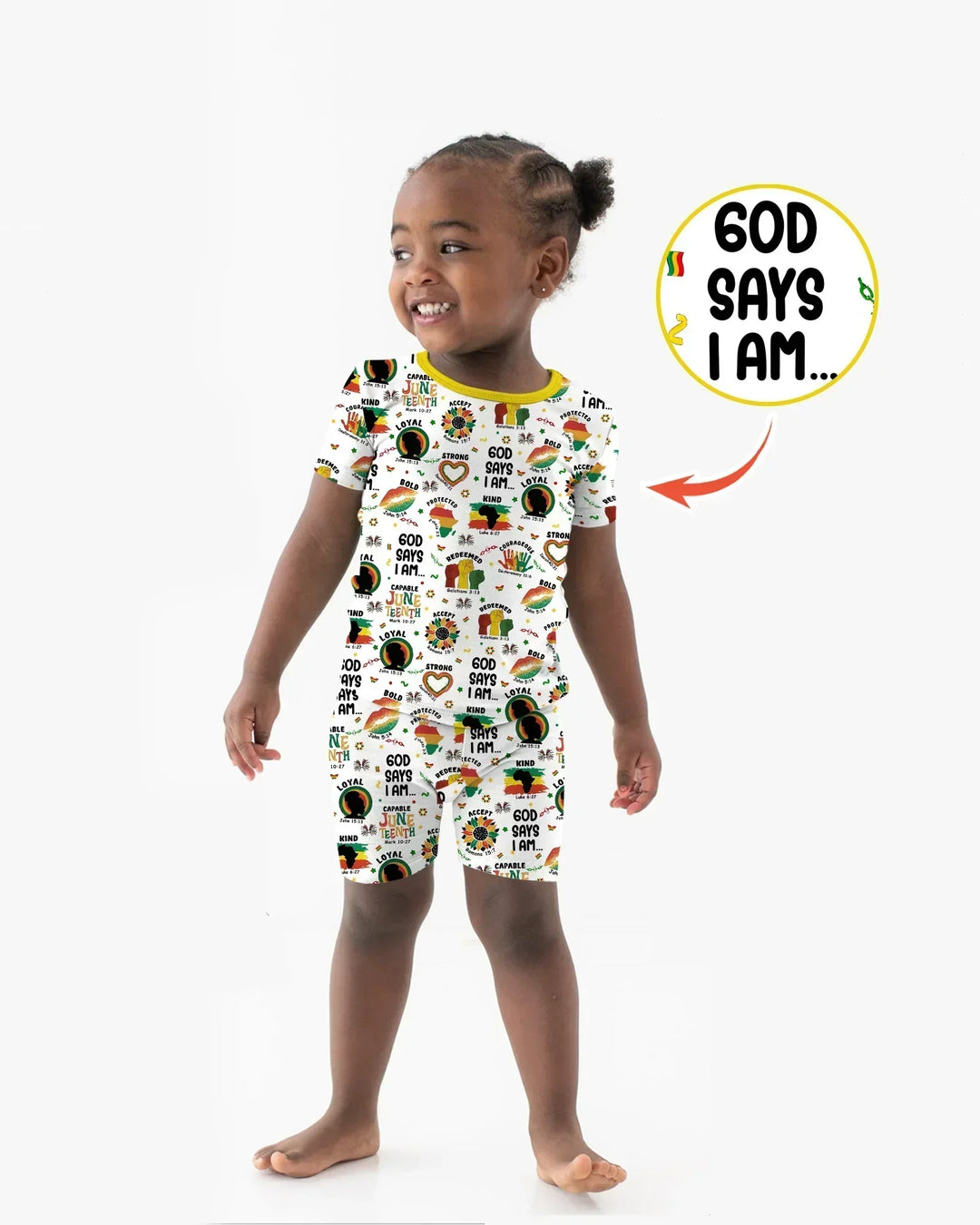 God Says I Am Juneteenth Bamboo Two Piece Short Sleeve Shorts Pajama Set