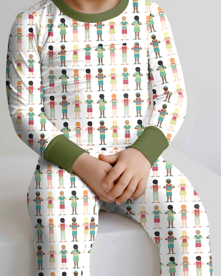 Conjunto de pijama de dos piezas de bambú con mangas largas, plantilla PERSONALIZADA