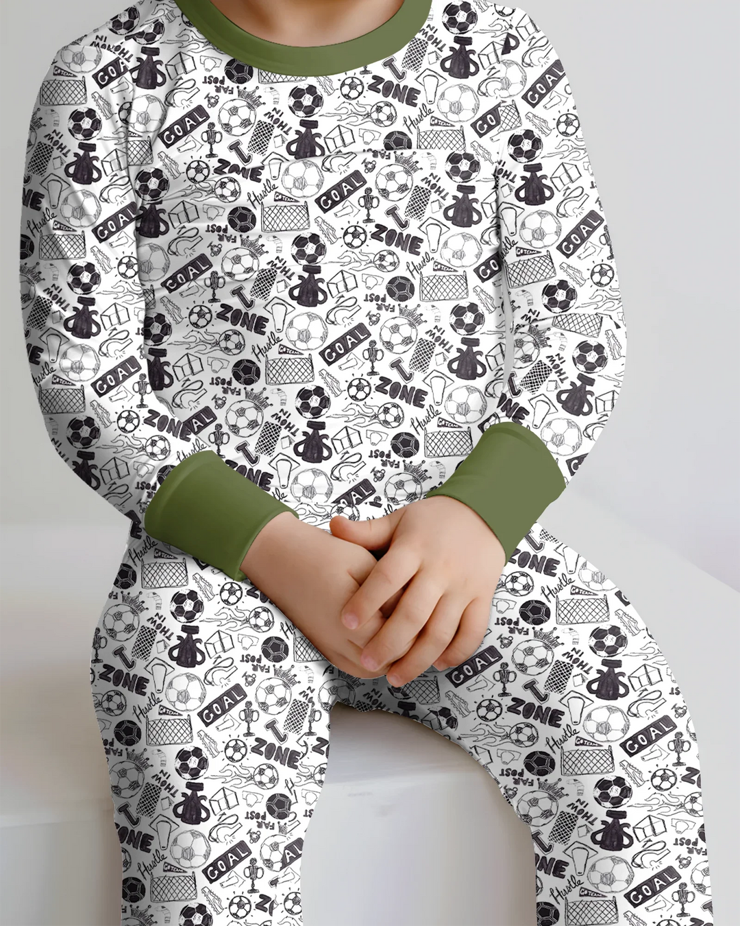 Soccer Doodle Bamboo Two Piece Long Sleeve Pajama Set