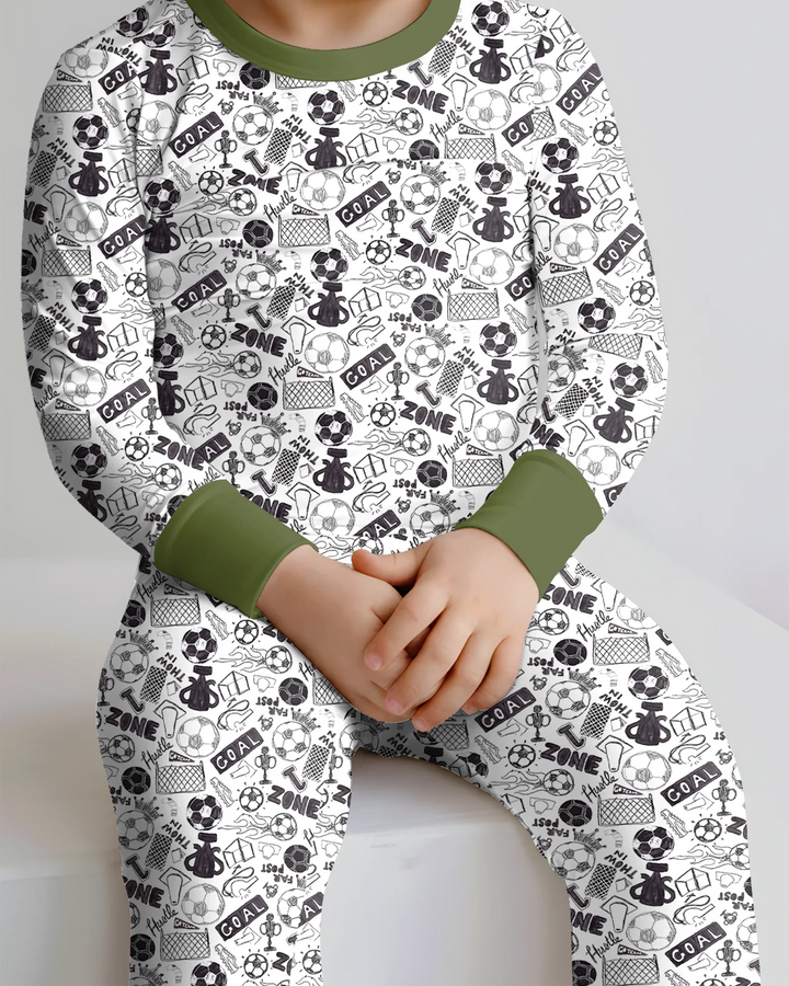 Soccer Doodle Bamboo Two Piece Long Sleeve Pajama Set