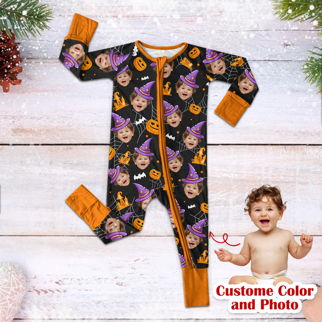 Halloween Custom Face Convertible Zippered Romper