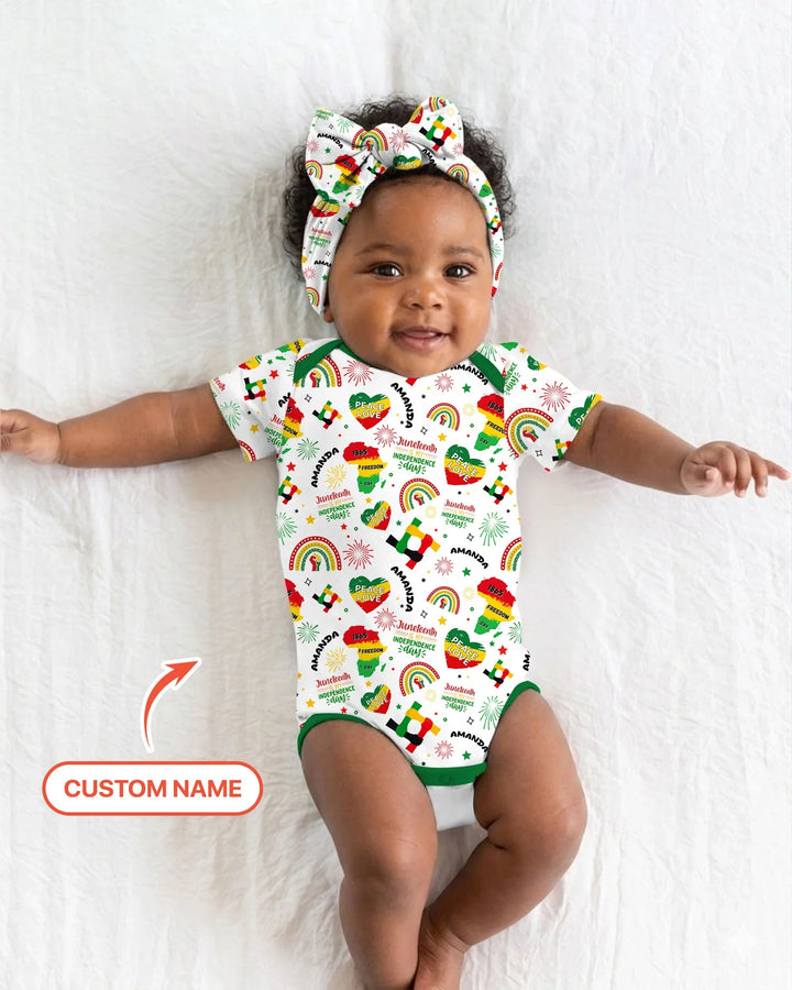 Custom Name Juneteenth Is My Independence Day Bamboo Bodysuit