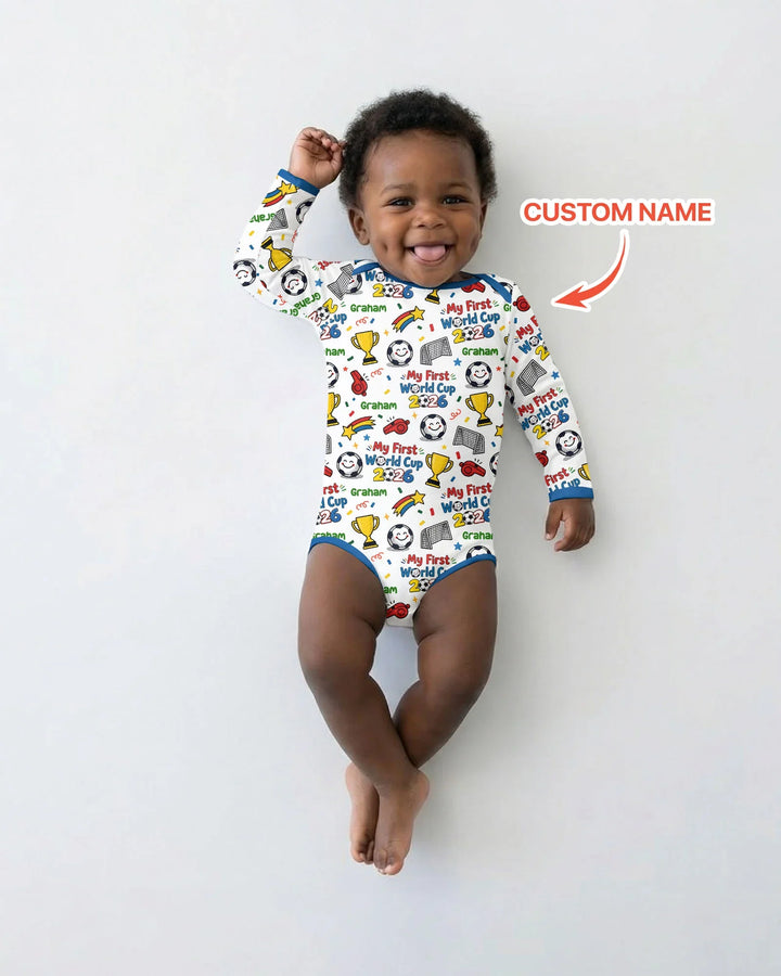 Custom Name My First Soccer Cup Bamboo Bodysuit