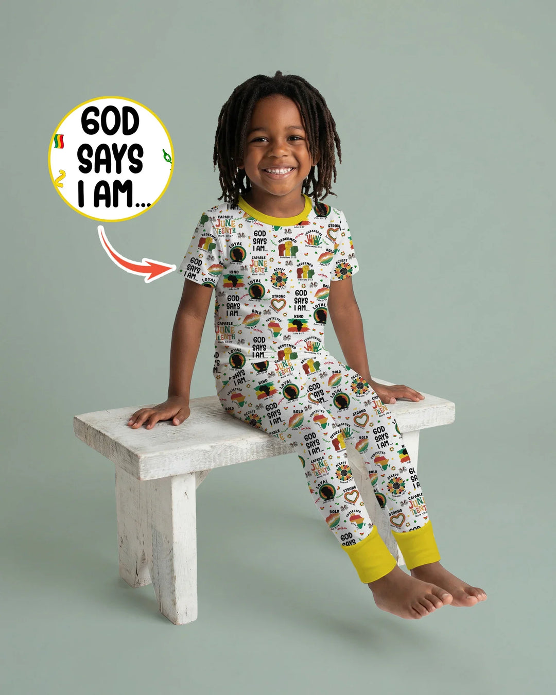 God Says I Am Juneteenth Bamboo Two Piece Short Sleeve Pajama Set