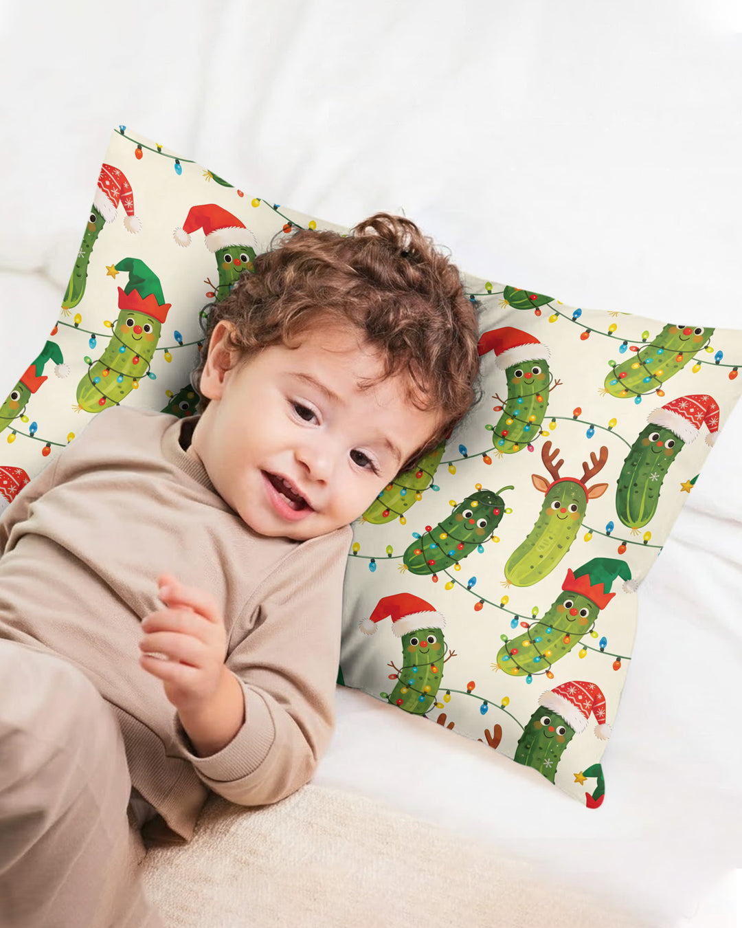 Cheerful Christmas Pickle Bamboo Pillow Case