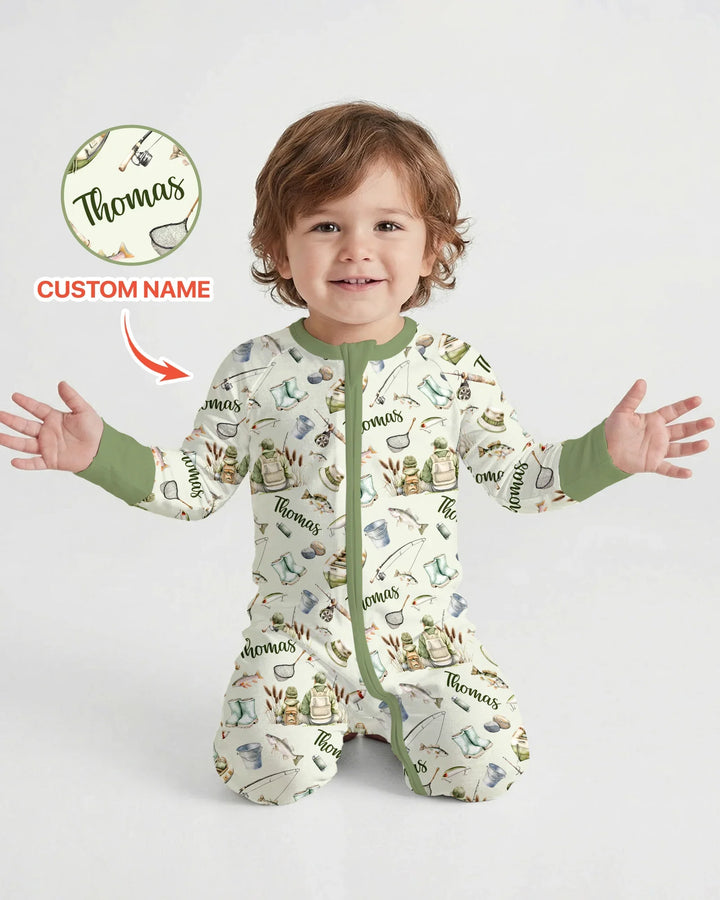 Custom Name Fishing Day Daddy & Me Matching Bamboo Convertible Zippy