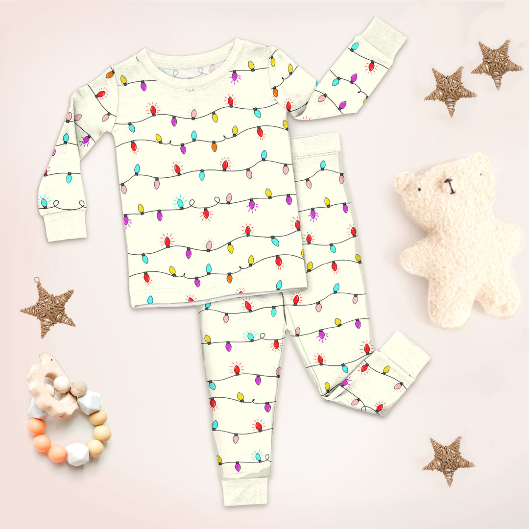 Twinkling Lights Baby Pajamas - Bright & Merry